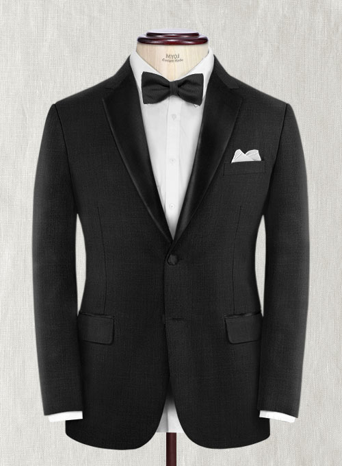 Napolean Stone Black Wool Tuxedo Suit