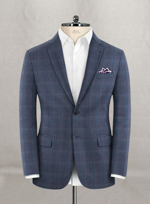 Napolean Tartan Blue Wool Suit - Click Image to Close