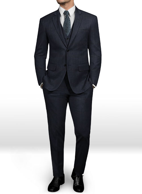 Napolean Self Satin Blue Wool Suit - Click Image to Close