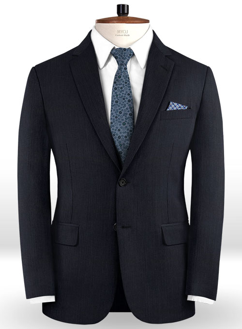 Napolean Self Satin Blue Wool Suit - Click Image to Close