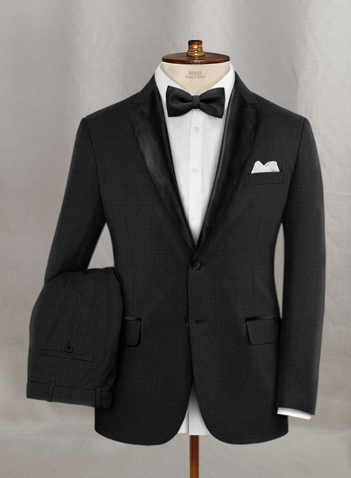 Napolean Stretch Black Wool Tuxedo Suit