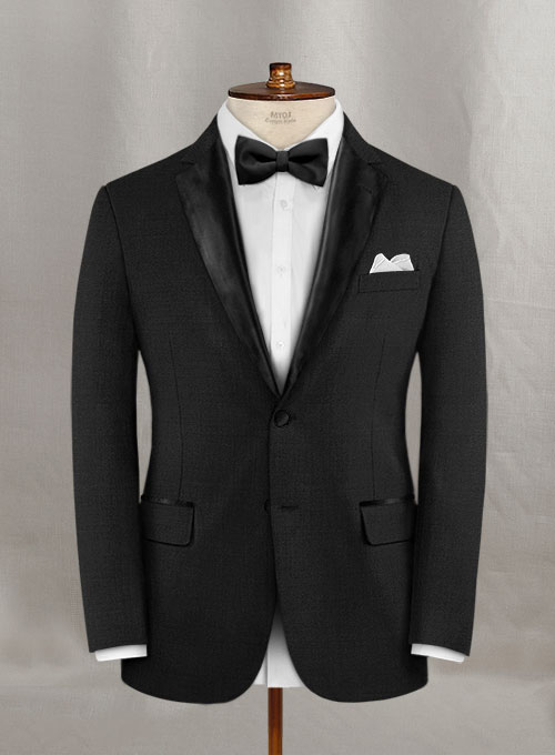 Napolean Stretch Black Wool Tuxedo Suit