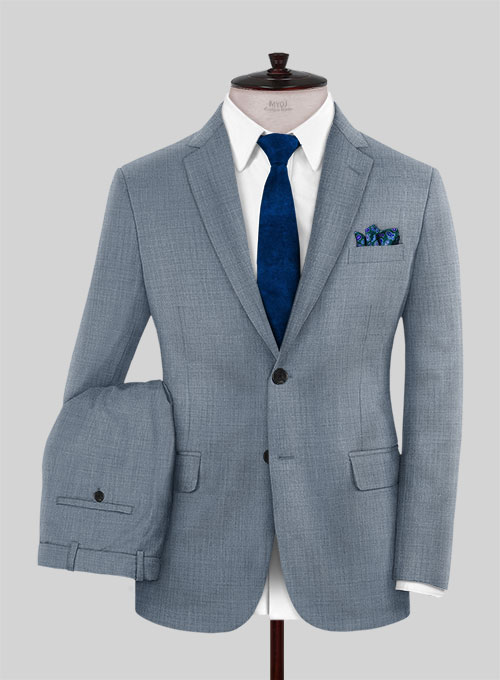 Napolean Powder Blue Sharkskin Wool Suit