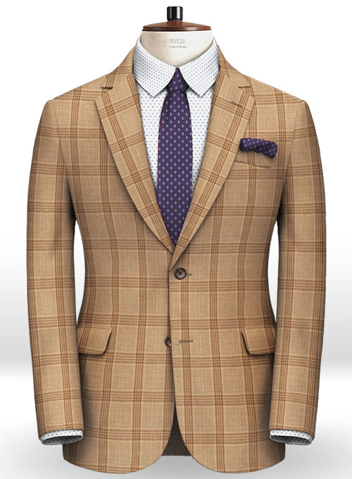 Napolean Tartan Beige Wool Suit