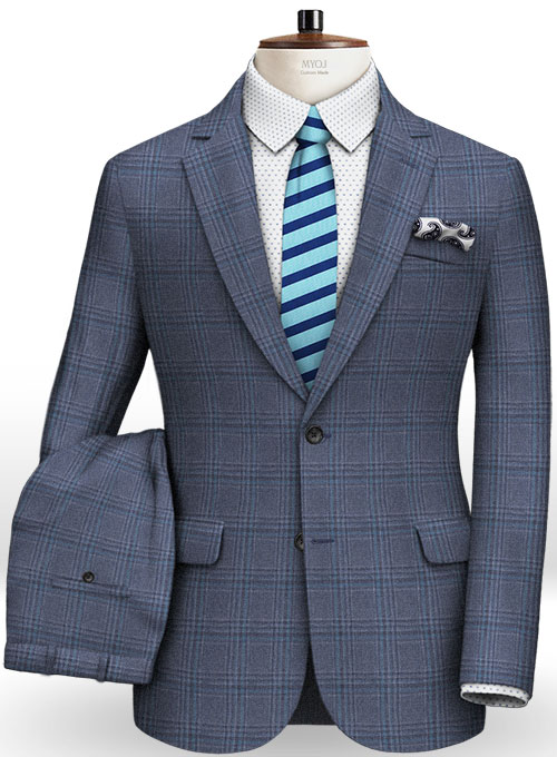 Napolean Tartan Blue Wool Suit : Made To Measure Custom Jeans For Men ...