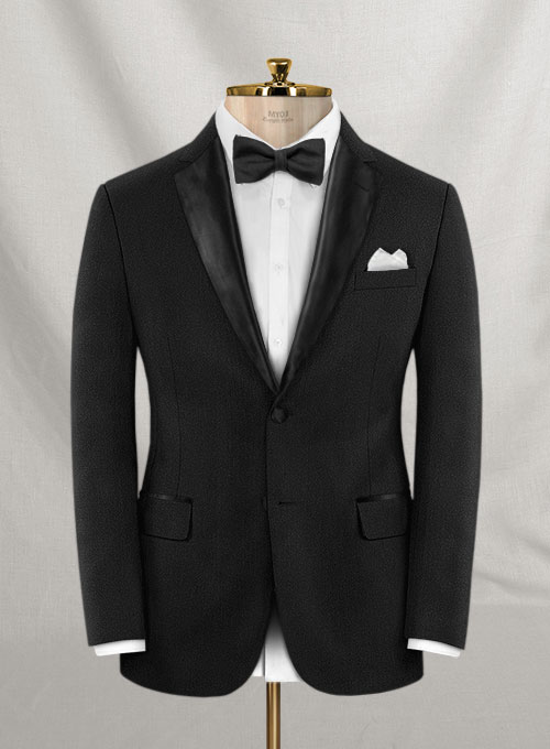 Napolean York Black Wool Tuxedo Suit
