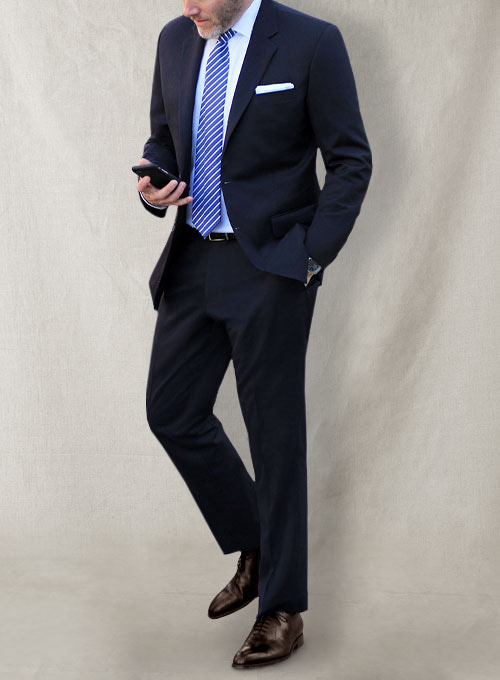 Navy Blue Merino Wool Suit - Click Image to Close
