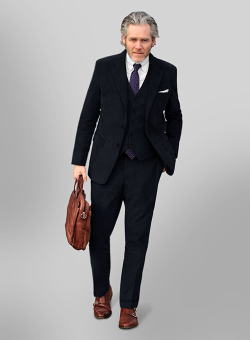 Navy Blue Corduroy Suit - Click Image to Close