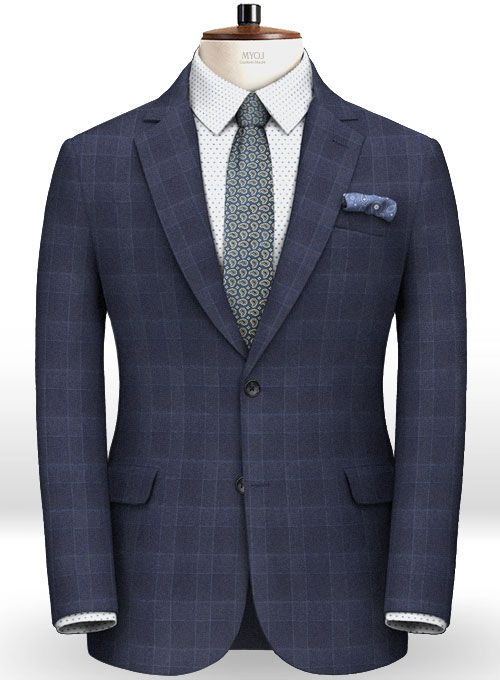 Navy Mont Checks Flannel Wool Suit