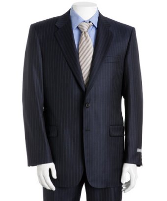 Navy Blue Pinstripe Merino Wool Suit