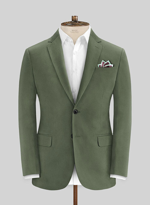 Olive Green Cotton Suit - Click Image to Close