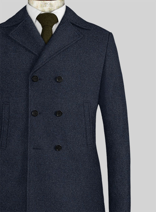 Playman Blue Denim Tweed Pea Coat - Click Image to Close