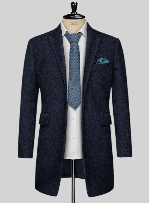 Playman Blue Denim Tweed Overcoat