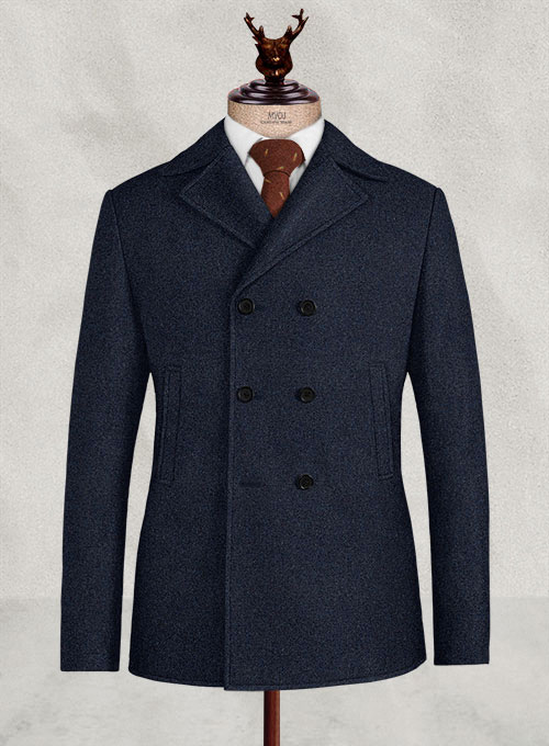 Playman Blue Denim Tweed Pea Coat