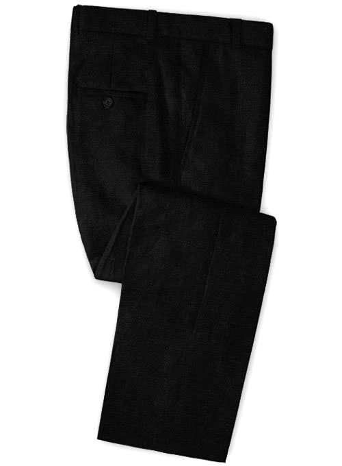 Pure Black Linen Suit - Click Image to Close