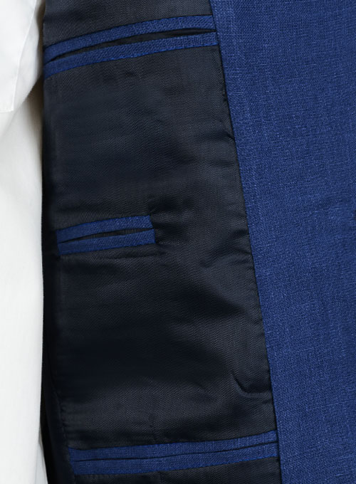 Pure Powder Blue Linen Jacket - Leather Pocket