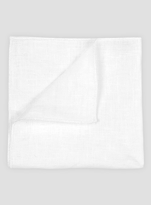 Linen Pocket Square - Pure White - Click Image to Close