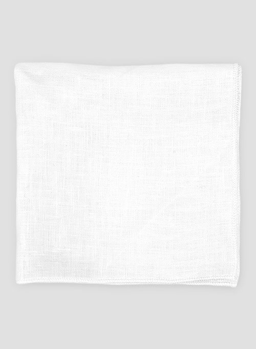 Linen Pocket Square - Pure White - Click Image to Close