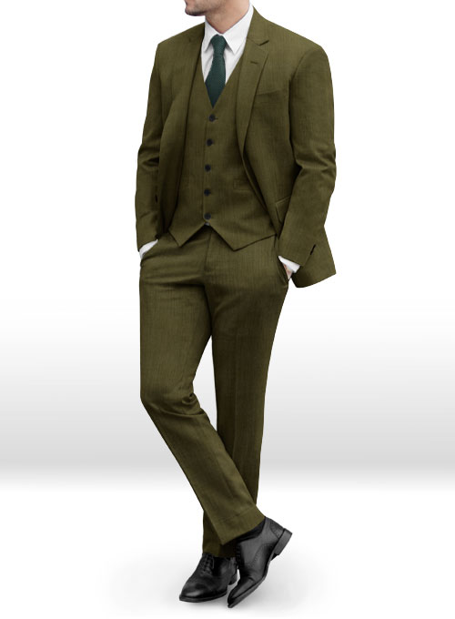 Reda Army Green Pure Wool Suit