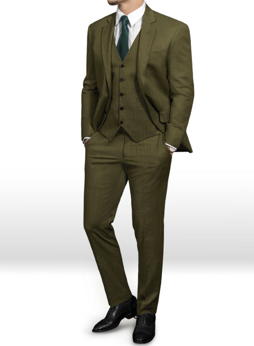 Reda Army Green Pure Wool Suit