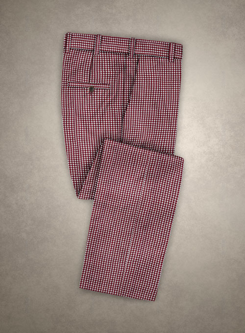 Reda Carmine Red Houndstooth Wool Suit