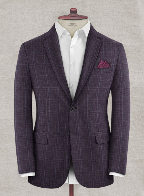 Reda Eggplant Checks Wool Suit - Click Image to Close