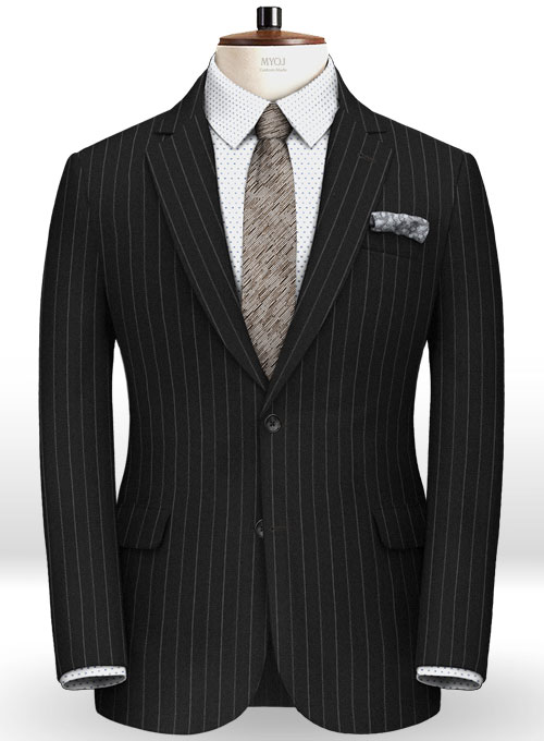 Reda Flannel Stripe Black Pure Wool Suit