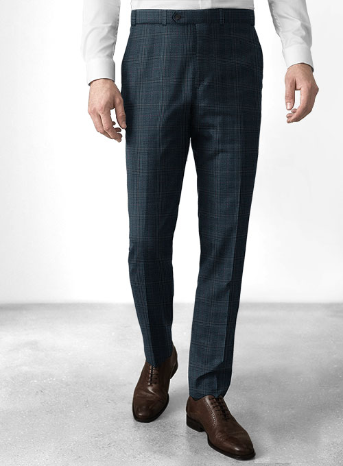 Reda Isle Blue Checks Wool Suit