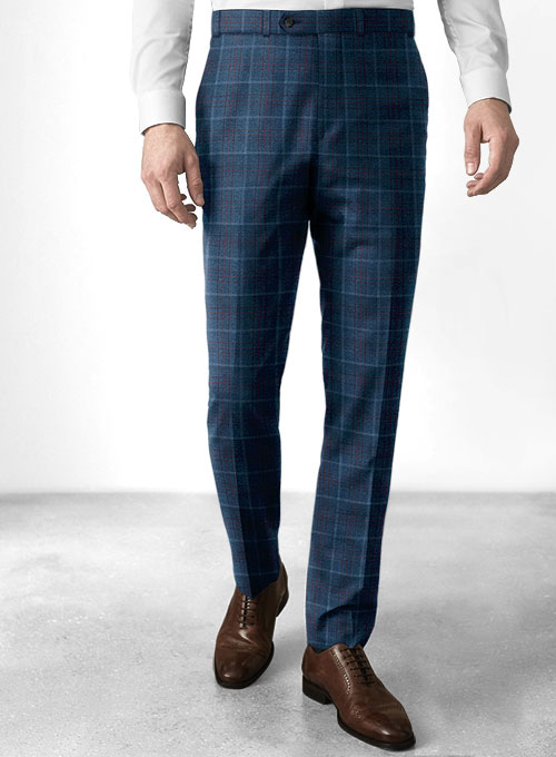 Reda Plume Blue Checks Wool Suit