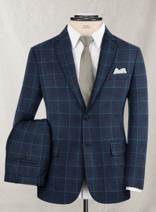 Reda Plume Blue Checks Wool Suit