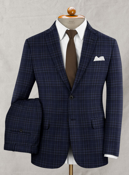 Reda Port Blue Checks Wool Suit : Made To Measure Custom Jeans For Men ...