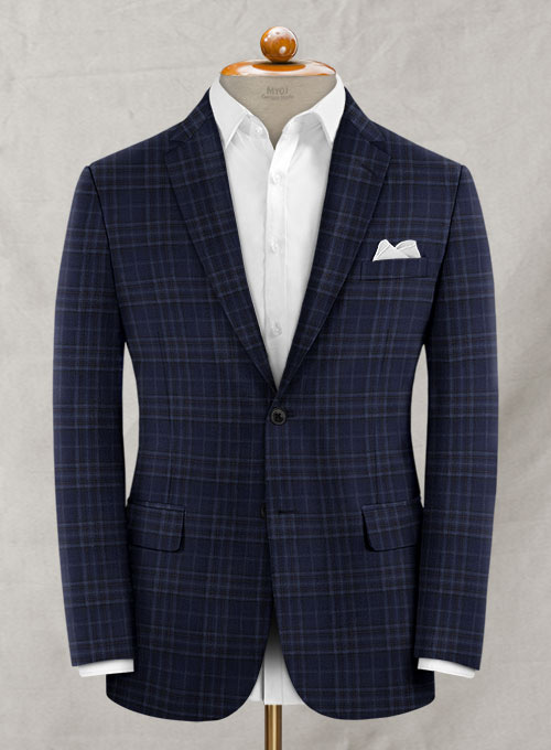 Reda Port Blue Checks Wool Suit - Click Image to Close