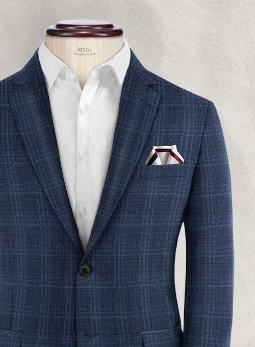 Reda Sapphire Blue Checks Wool Suit - Click Image to Close