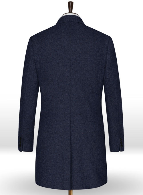 Rope Weave Blue Tweed Overcoat