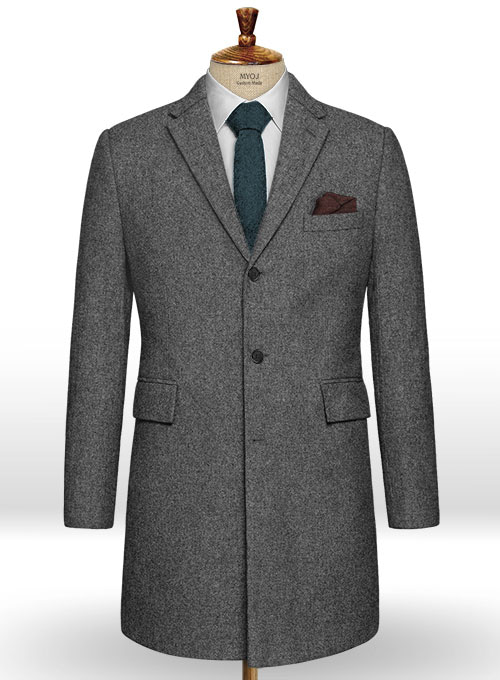 Rope Weave Gray Tweed Overcoat