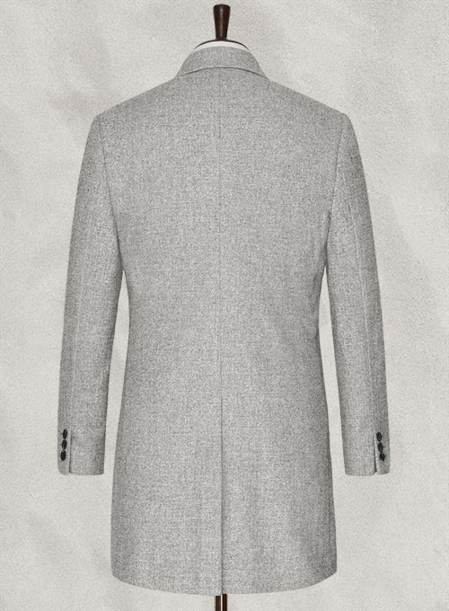 Rope Weave Light Gray Tweed Overcoat