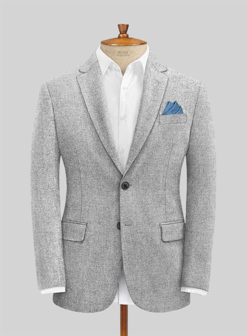 Rope Weave Light Gray Tweed Suit