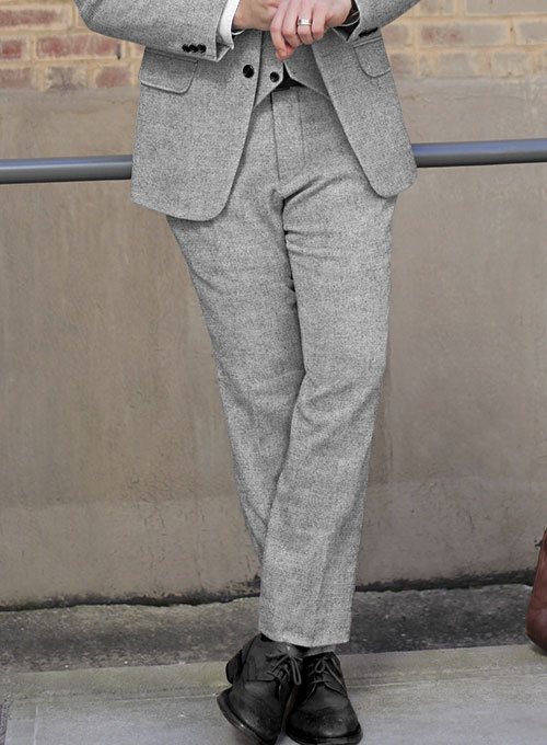 Rope Weave Light Gray Tweed Suit