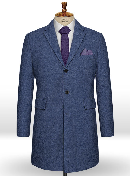 Rope Weave Persian Blue Tweed Overcoat