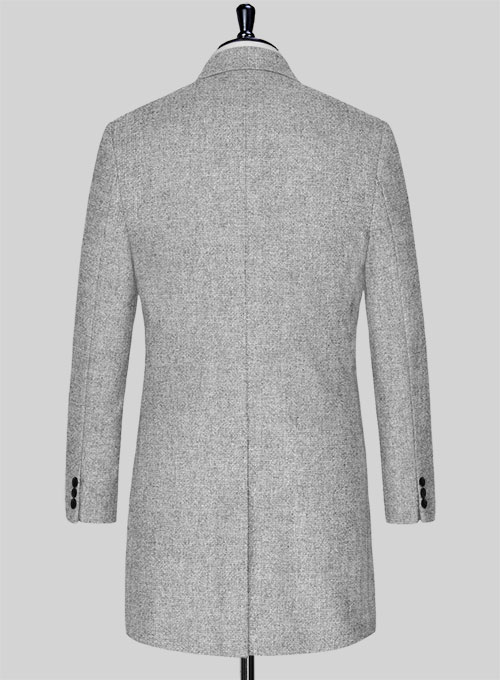 Rope Weave Light Gray Tweed Overcoat - Click Image to Close