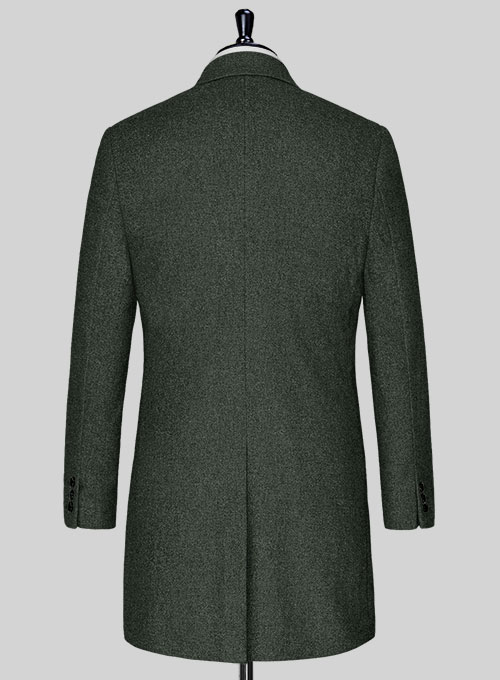 Rope Weave Green Tweed Overcoat