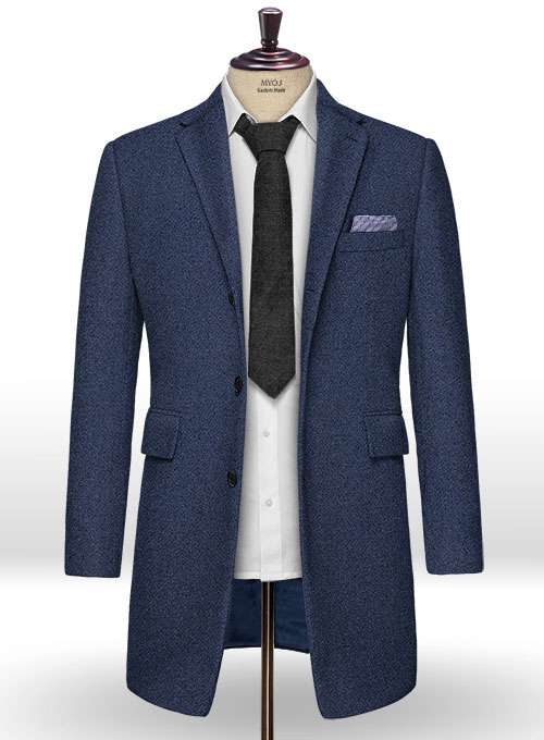 Royal Blue Heavy Tweed Overcoat - Click Image to Close