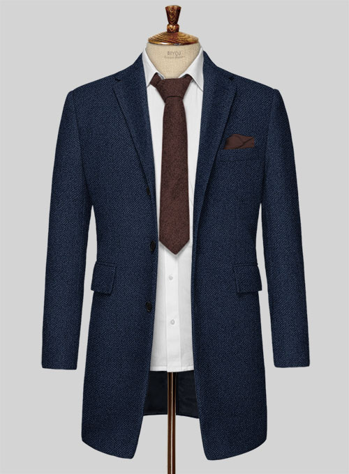 Royal Blue Heavy Tweed Overcoat - Click Image to Close