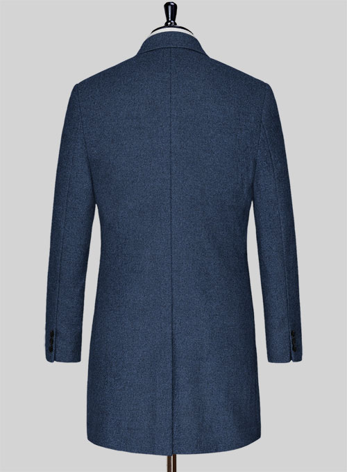 Rope Weave Persian Blue Tweed Overcoat - Click Image to Close