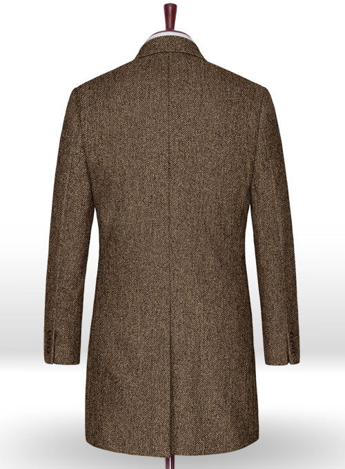 Rust Herringbone Tweed Overcoat