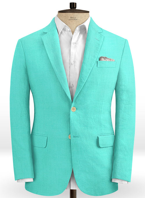 Safari Teal Blue Cotton Linen Suit