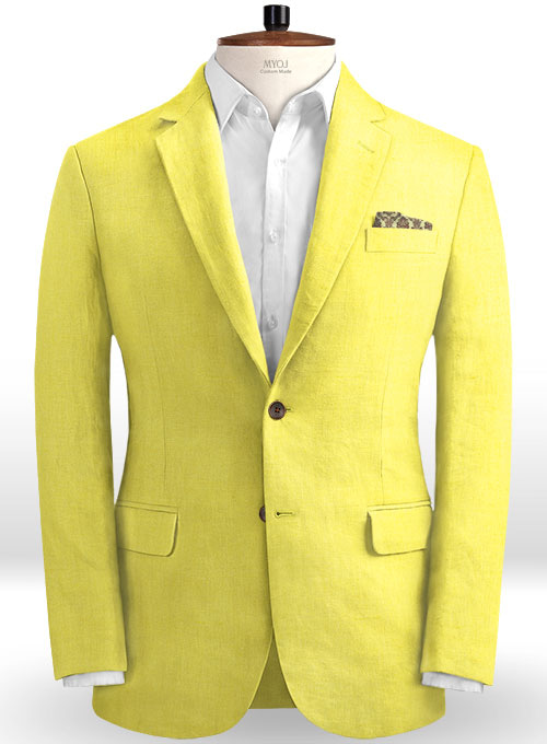 Safari Yellow Cotton Linen Suit