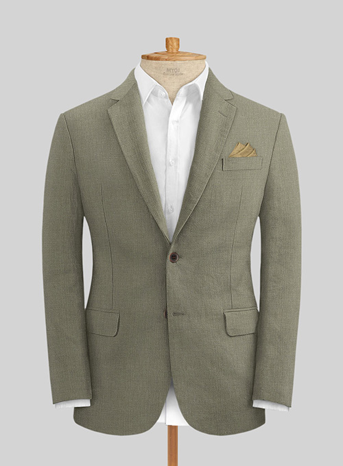 Sage Green Pure Linen Suit - Click Image to Close