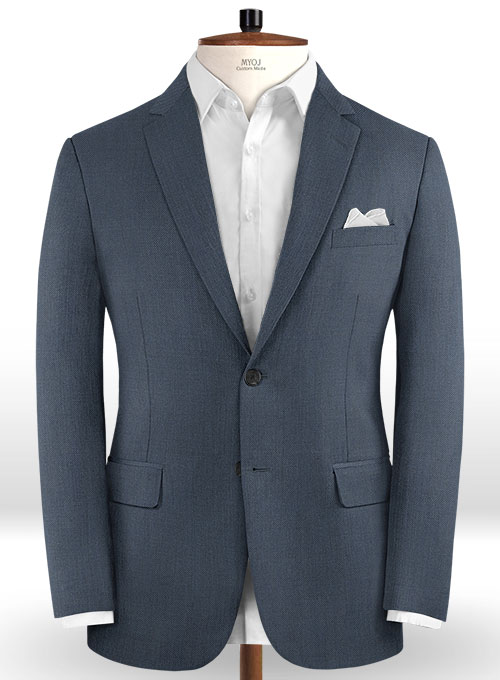 Scabal Blue Twill Wool Suit - Click Image to Close