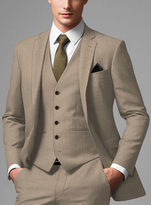 Scabal Boston Khaki Wool Suit - Click Image to Close